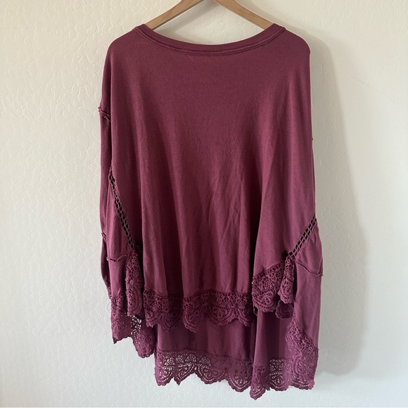 Free People Oversized Lace Long Sleeve Tunic top - Picture 8 of 8